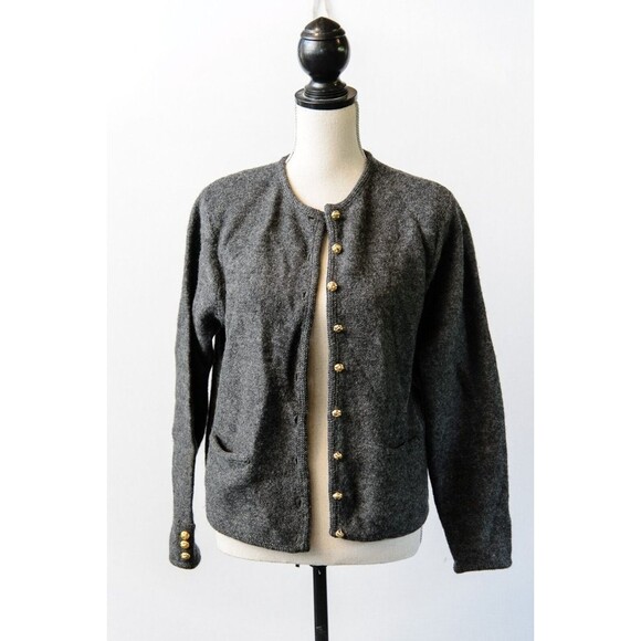 Karen Scott Petites 100% wool PM button cardigan Knit Sweater Fall - Picture 1 of 6